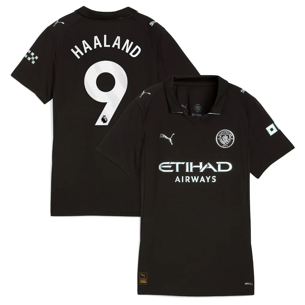 Erling Haaland Manchester City Puma Women's 2025/26 Away Fan Jersey - Black