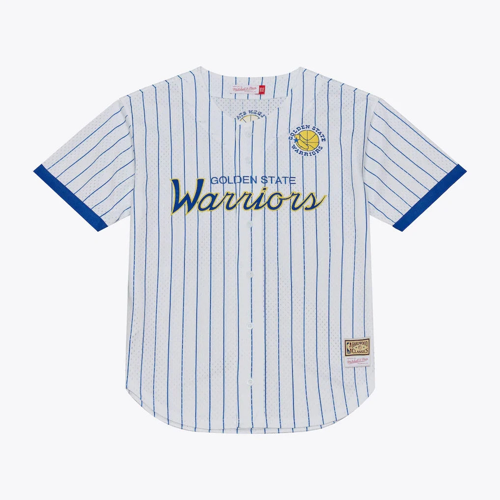 Golden State Warriors Head Coach Pinstripe Mesh Full-Button Baseball Jersey - White