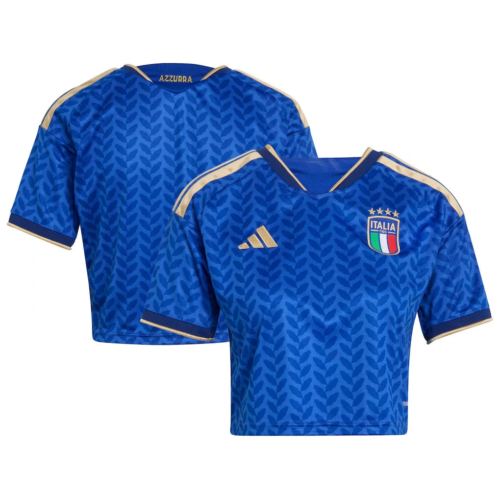 Italy National Team adidas Women's 2026 Home Cropped Jersey - Royal