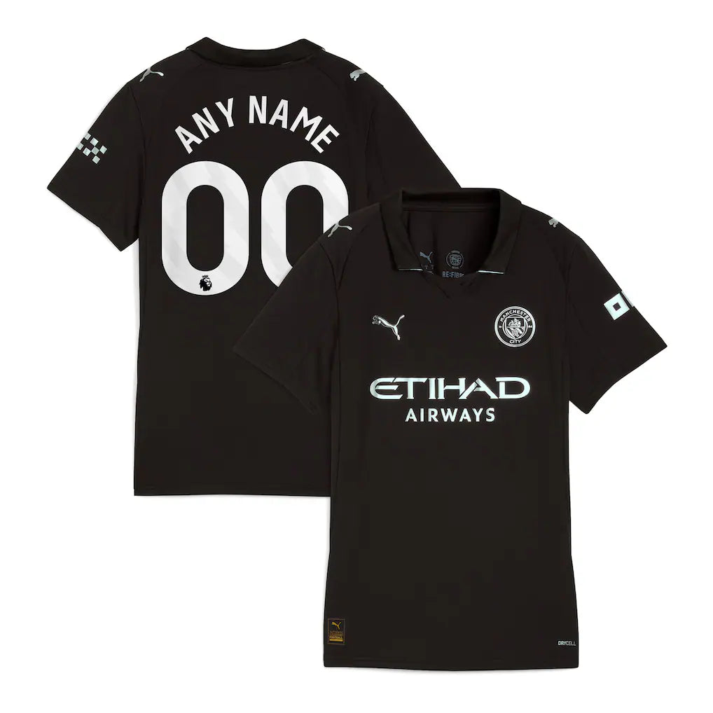 Manchester City Puma Women's 2025/26 Away Custom Jersey - Black