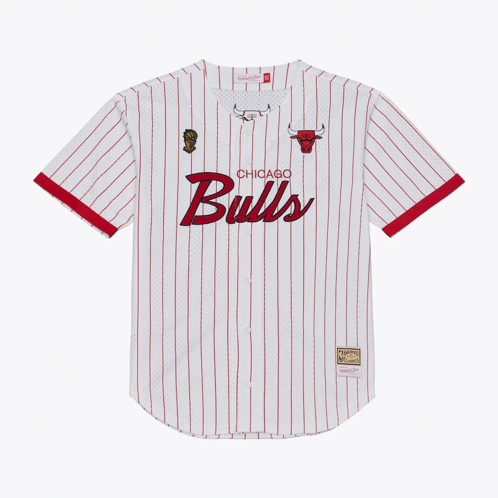 Chicago Bulls Head Coach Pinstripe Mesh Full-Button Baseball Jersey - White