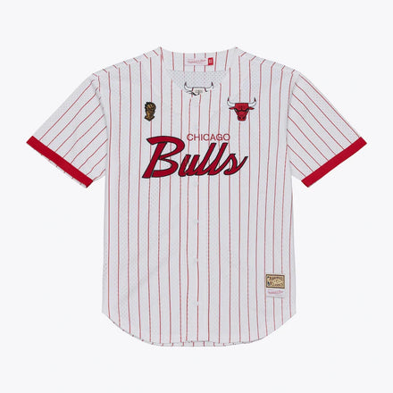 Chicago Bulls Head Coach Pinstripe Mesh Full-Button Baseball Jersey - White