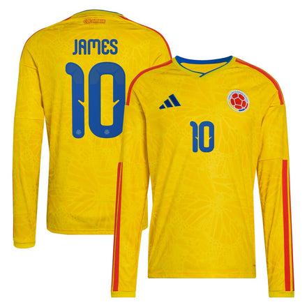 James Rodriguez Colombia National Team adidas 2026 Home Long Sleeve Jersey - Yellow