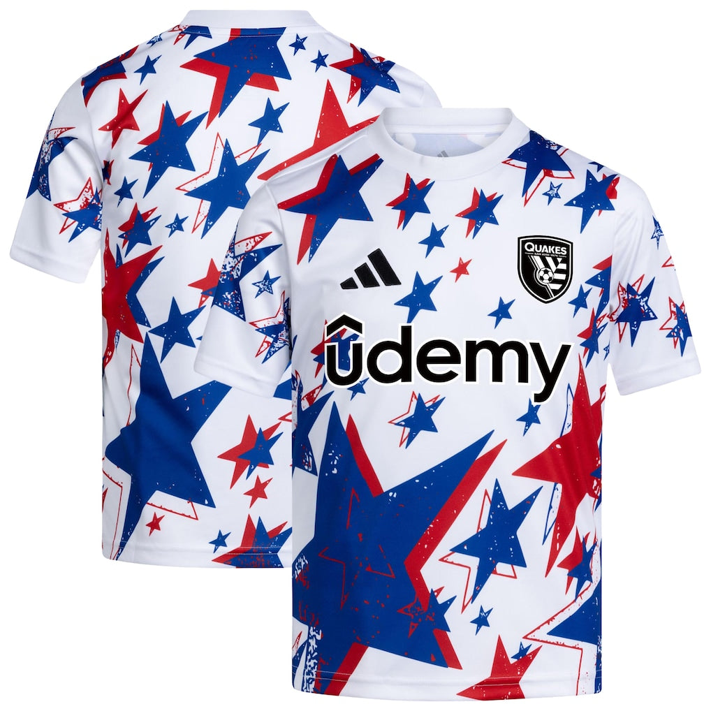 San Jose Earthquakes Youth 2026 Americana Pre-Match Jersey - White