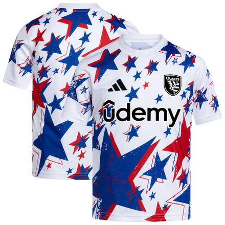 San Jose Earthquakes Youth 2026 Americana Pre-Match Jersey - White