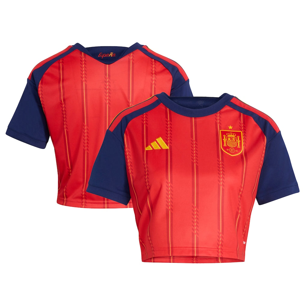 Spain National Team adidas Women's 2026 Home Cropped Jersey - Red