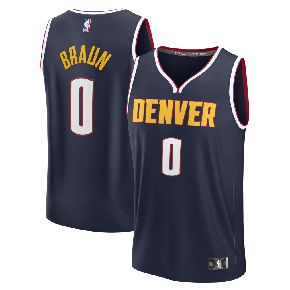 Christian Braun Denver Nuggets Fanatics Fast Break Jersey - Icon Edition - Navy