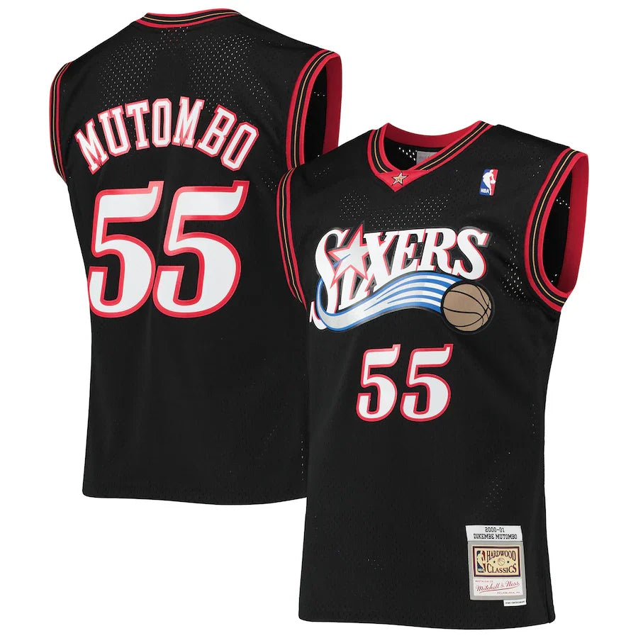 Dikembe Mutombo Philadelphia 76ers Hardwood Classics - Black