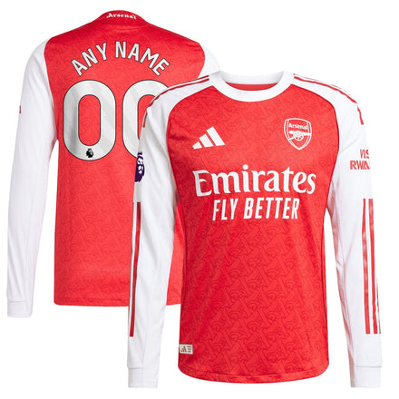 Arsenal 2025/26 Home Long Sleeve Custom Jersey - Red