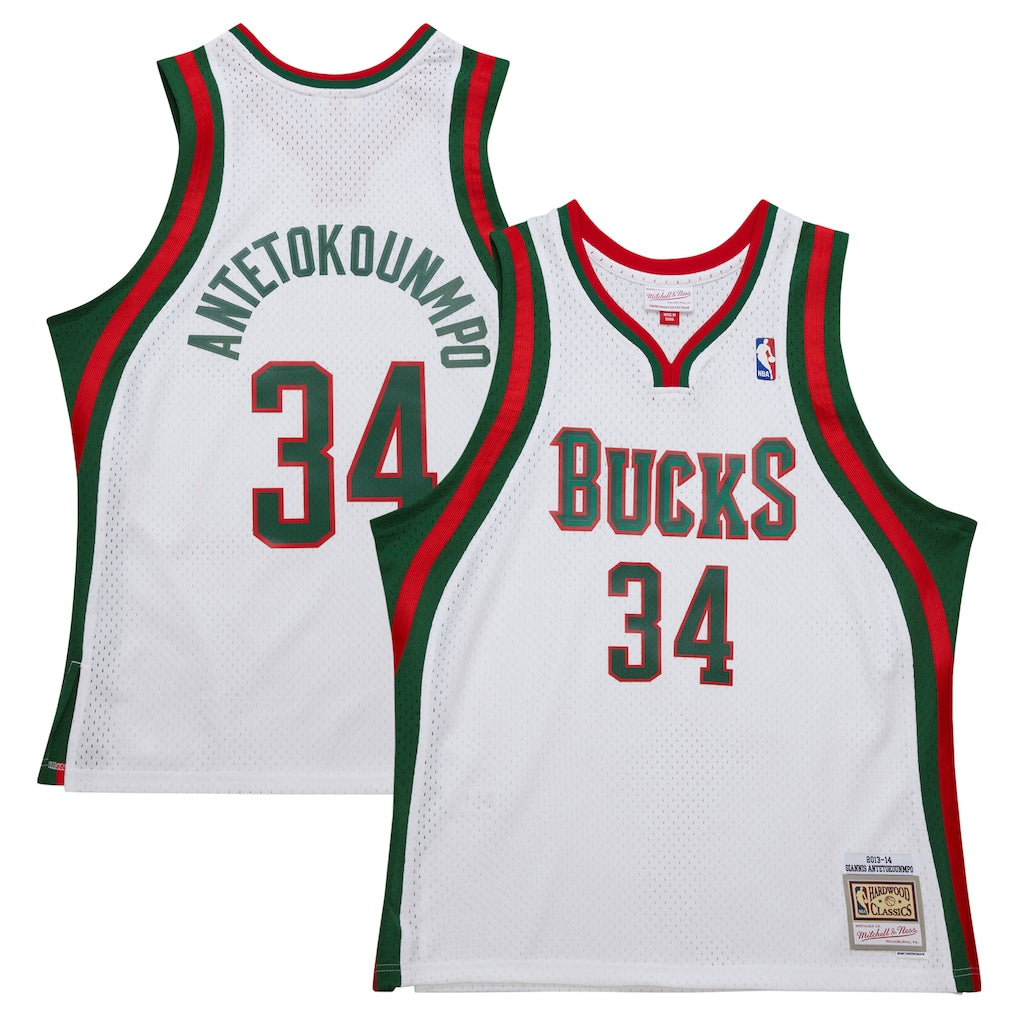 Giannis Antetokounmpo Milwaukee Bucks 2013/14 Hardwood Classics - White