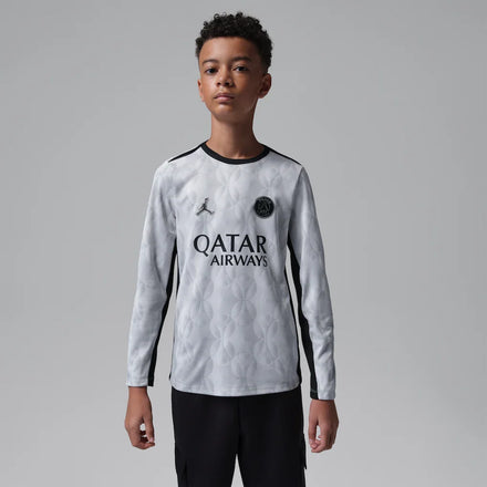 Paris Saint-Germain Youth Long Sleeve Pre-Match Dri-FIT Top - Gray