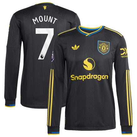 Mason Mount Manchester United 2025/26 Third Long Sleeve Player Jersey - Black