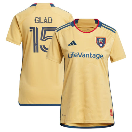 Justen Glad Real Salt Lake adidas Women's 2023 The Beehive State Kit Player Jersey - Gold