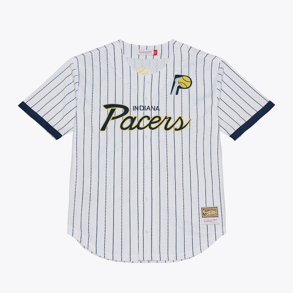 Indiana Pacers Head Coach Pinstripe Mesh Full-Button Baseball Jersey - White