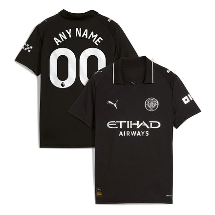 Manchester City Puma Youth 2025/26 Away Custom Jersey - Black