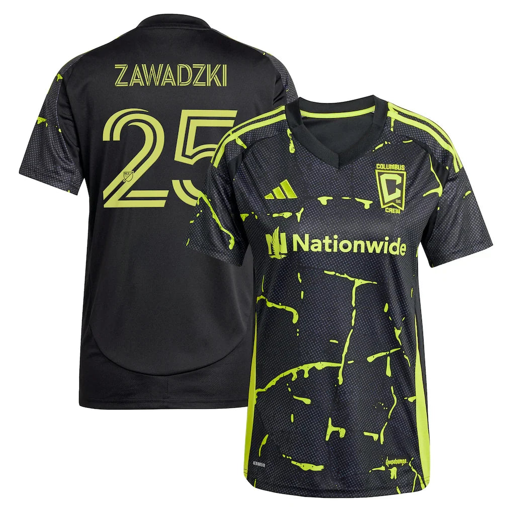 Sean Zawadzki Columbus Crew adidas Women's 2025 The Goosebumps Kit Player Jersey - Black