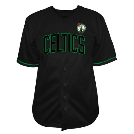 Boston Celtics Big & Tall Pop Full-Button Baseball Jersey - Black