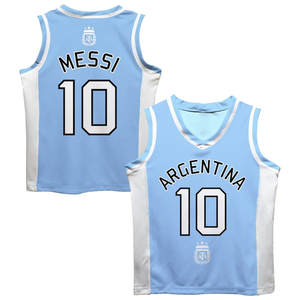 Lionel Messi Argentina National Team Vive La Fete Mesh Basketball Jersey - Light Blue