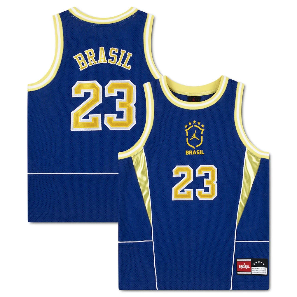 Brazil National Team Youth Mesh Basketball Fashion Jersey - Royal