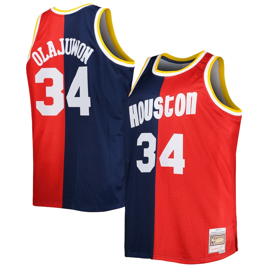 Hakeem Olajuwon Houston Rockets Big & Tall Hardwood Classics 1993/94 Split - Navy/Red