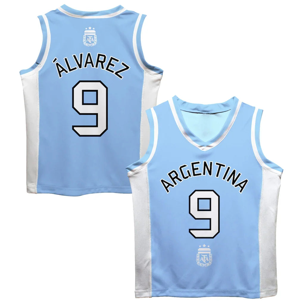 Julián Álvarez Argentina National Team Vive La Fete Mesh Basketball Jersey - Light Blue