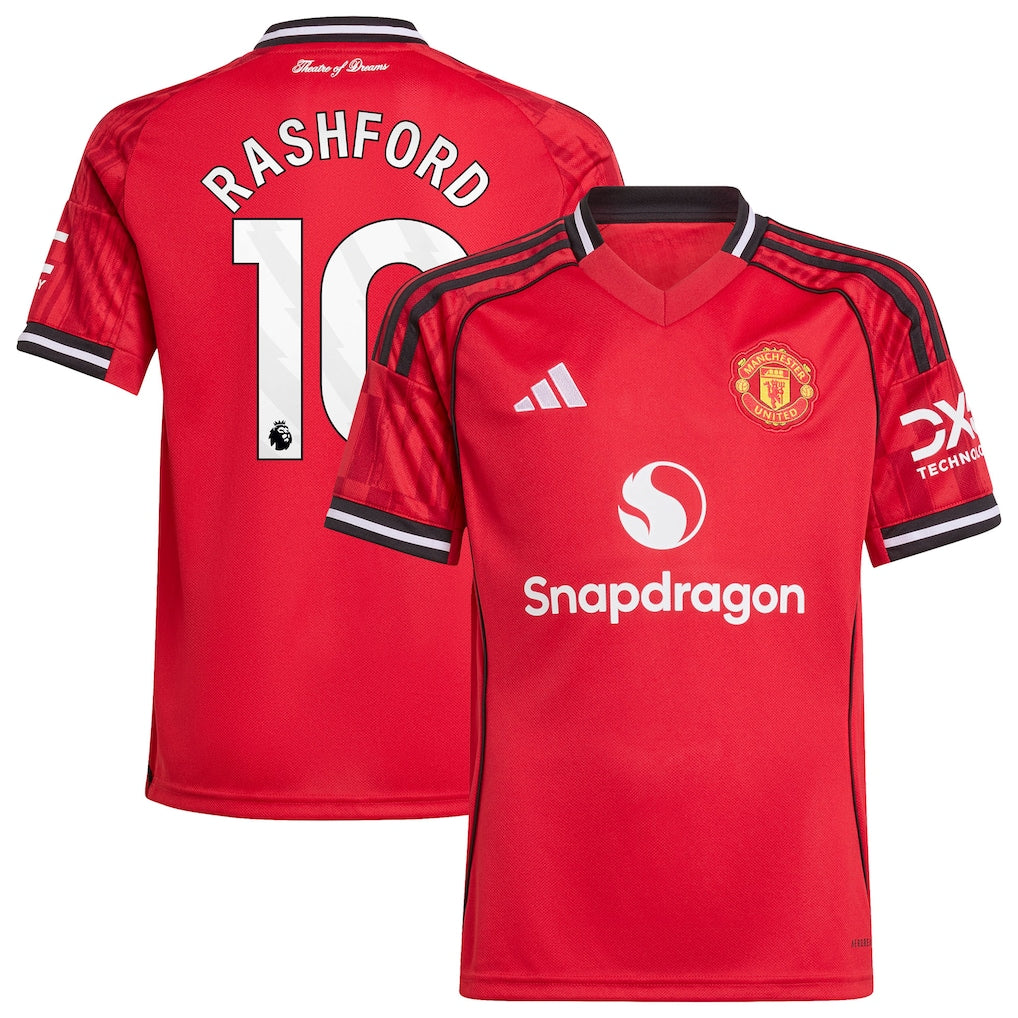 Marcus Rashford Manchester United adidas Youth Home 2025/26 Player Jersey - Red