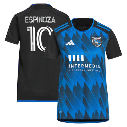 Cristian Espinoza San Jose Earthquakes adidas Women's 2023 Active Fault Jersey Jersey - Blue