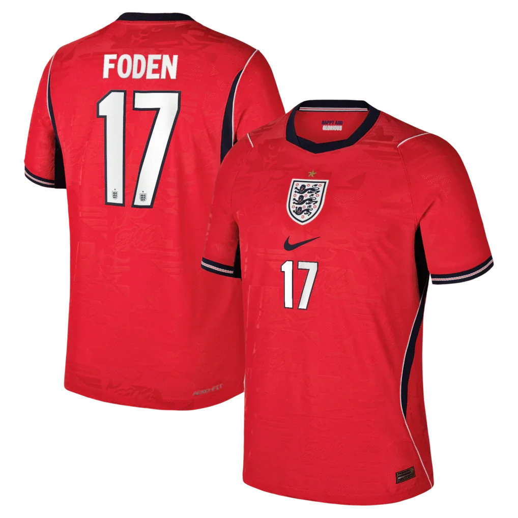 Phil Foden England National Team 2026 Away Match - Red