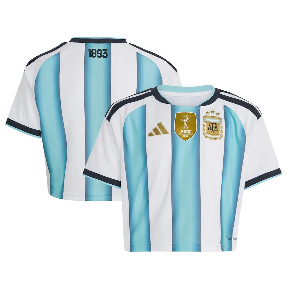 Argentina National Team adidas Women's Home 2022 Winners Cropped Jersey - White - Retro
