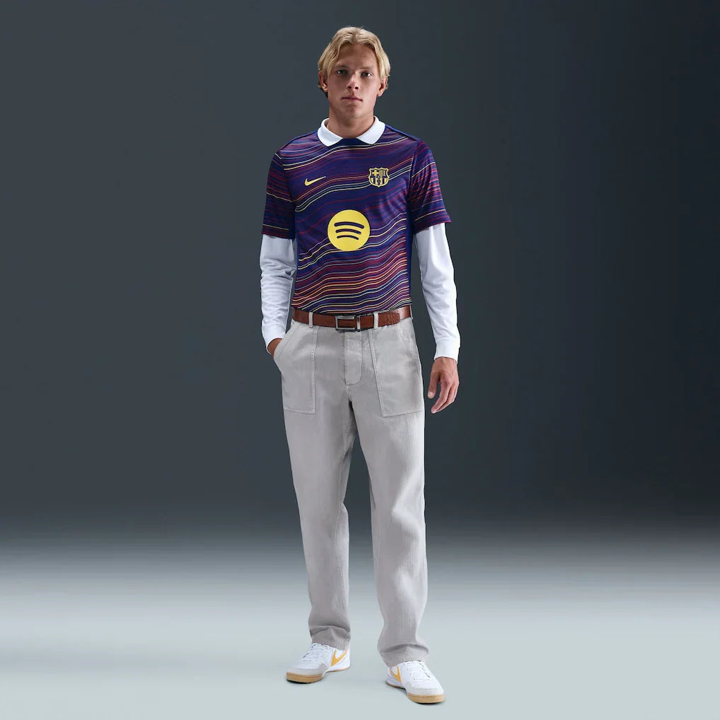 Barcelona Home 2025/26 Academy Pro Pre-Match Top - Navy