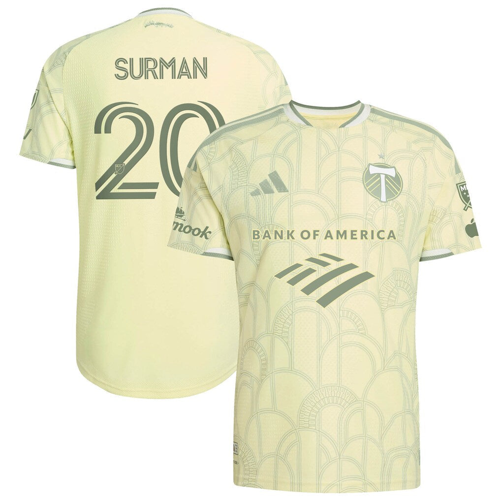 Finn Surman Portland Timbers 2026 Civic Stadium Kit On-Field Patch Jersey - Yellow