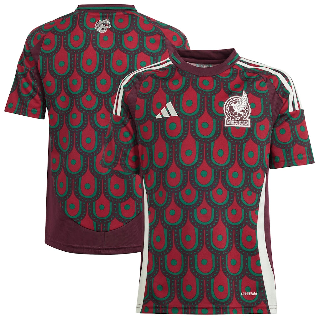 Mexico National Team adidas Youth 2024 Home Jersey - Burgundy