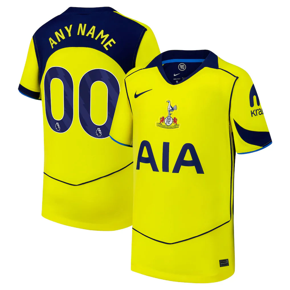 Tottenham Hotspur Nike Youth 2025/26 Third Custom Jersey - Yellow