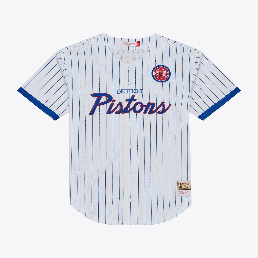 Detroit Pistons Head Coach Pinstripe Mesh Full-Button Baseball Jersey - White