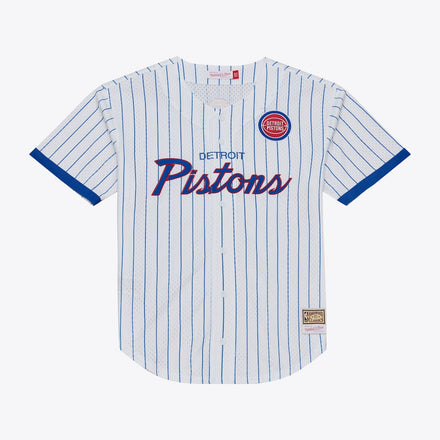 Detroit Pistons Head Coach Pinstripe Mesh Full-Button Baseball Jersey - White
