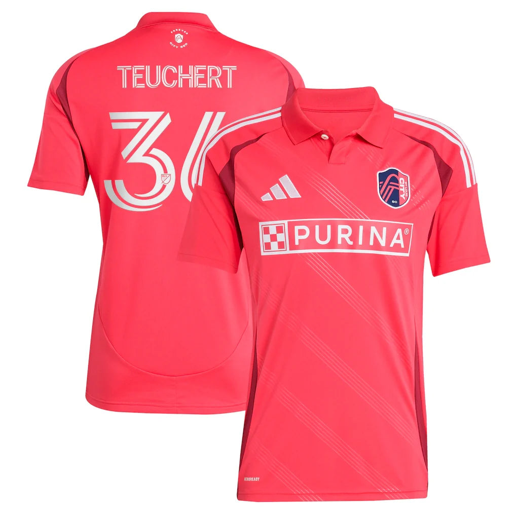 Cedric Teuchert St. Louis City SC adidas 2025 Forever CITY Red Player Jersey - Pink