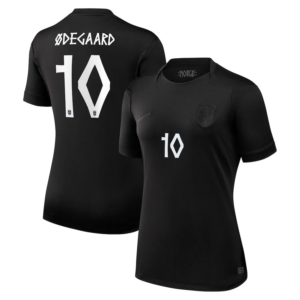 Martin Ødegaard Norway National Team Nike Women's 2026 Away Stadium Jersey - Black