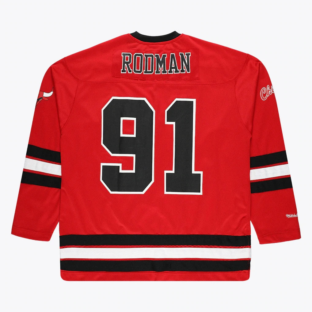 Dennis Rodman Chicago Bulls Mitchell & Ness Big & Tall NBA Hockey Jersey - Red
