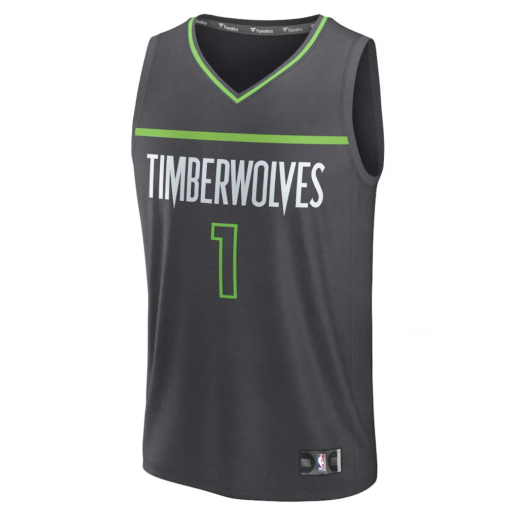 Terrence Shannon Jr. Minnesota Timberwolves Fanatics Fast Break Replica Jersey - Statement Edition - Anthracite