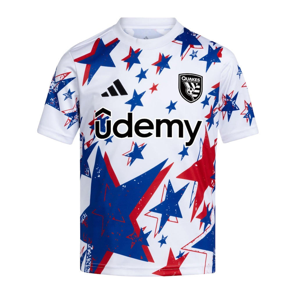 San Jose Earthquakes adidas Youth 2026 Americana Pre-Match Jersey - White