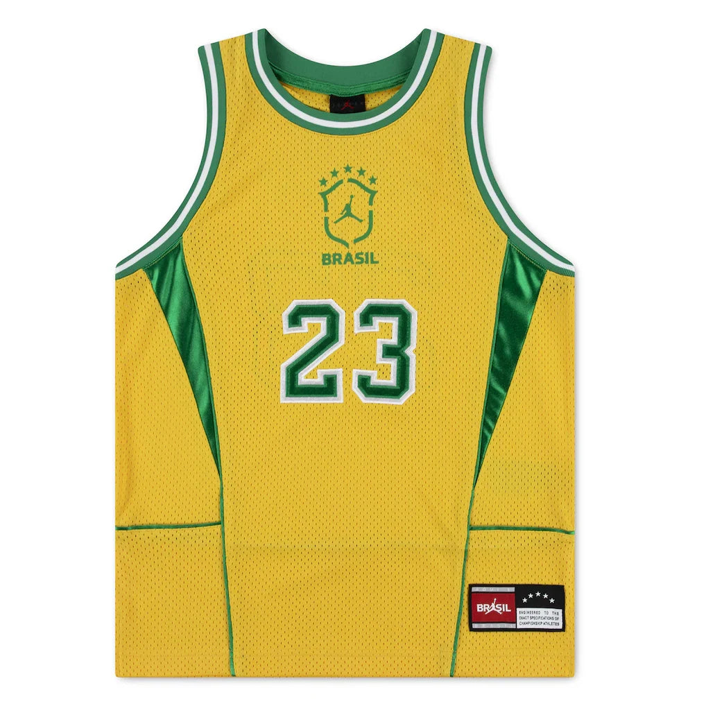 Brazil National Team Jordan Brand Youth Mesh Basketball Fashion Jersey - Yellow