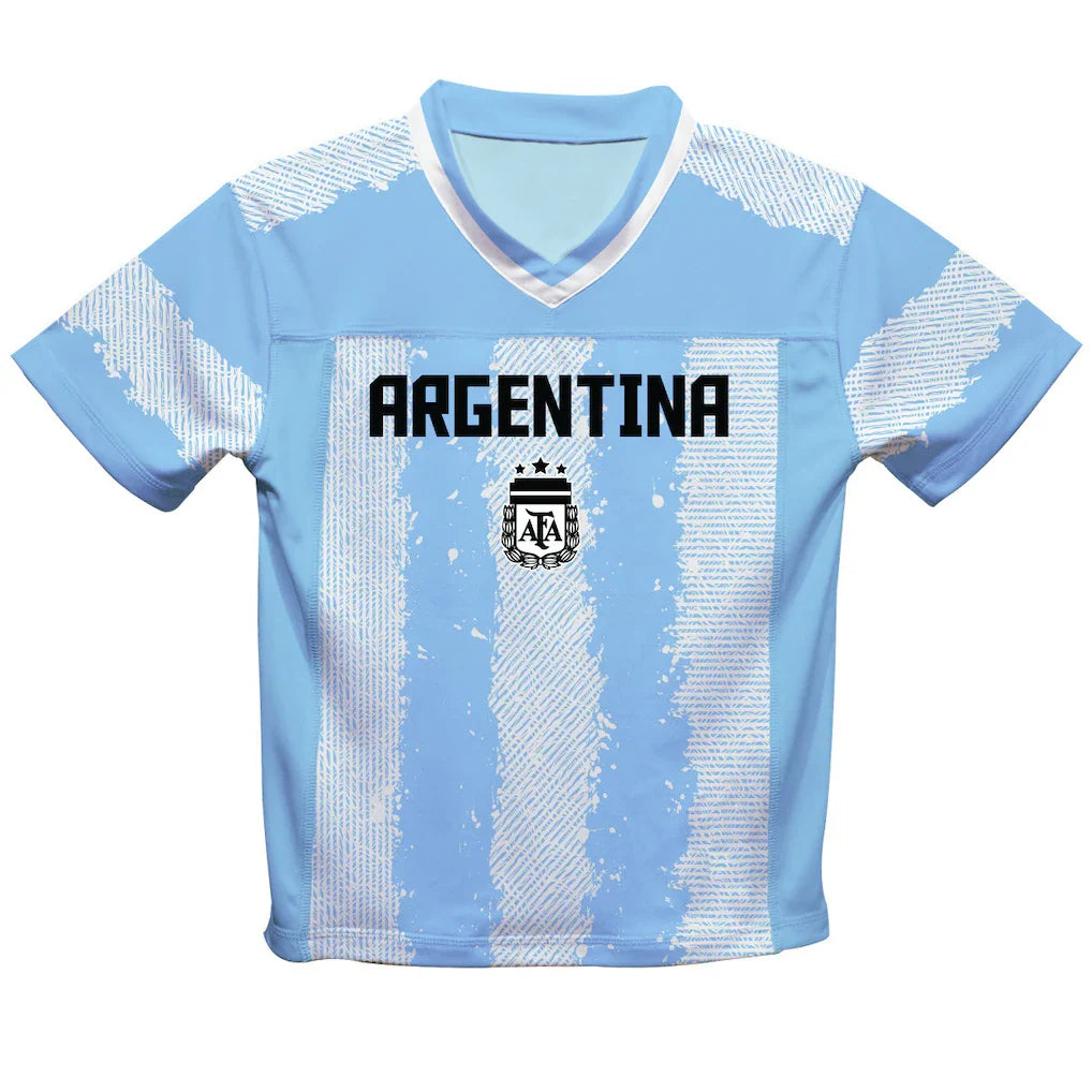 Lionel Messi Argentina National Team Vive La Fete Youth Painted Stripes Football Jersey - Light Blue