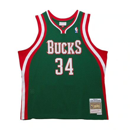 Giannis Antetokounmpo Milwaukee Bucks Mitchell & Ness 2013/14 Hardwood Classics Swingman Jersey - Hunter Green