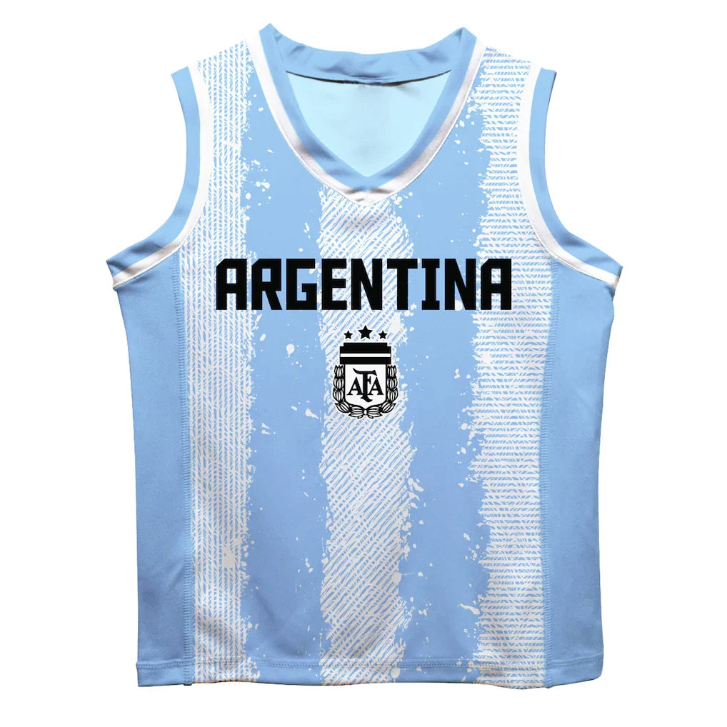 Lionel Messi Argentina National Team Vive La Fete  Mesh Basketball Jersey - Light Blue