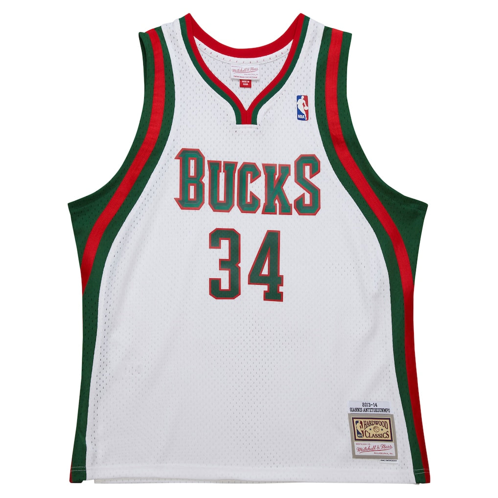 Giannis Antetokounmpo Milwaukee Bucks Mitchell & Ness 2013/14 Hardwood Classics Swingman Jersey - White