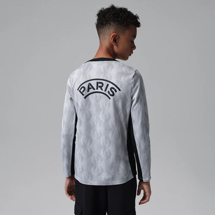 Paris Saint-Germain Jordan Brand Youth Long Sleeve Pre-Match Dri-FIT Top - Gray