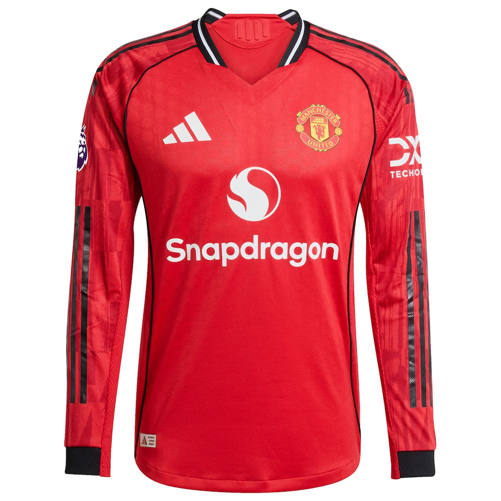 Manchester United adidas Home 2025/26 Authentic Player Long Sleeve Jersey - Red