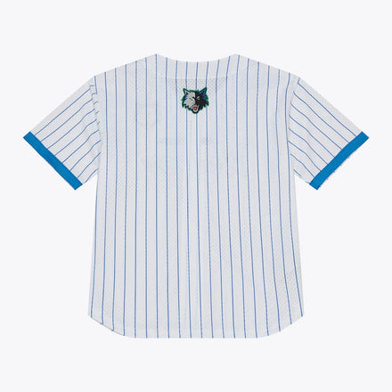 Minnesota Timberwolves Mitchell & Ness Head Coach Pinstripe Mesh Full-Button Baseball Jersey - White