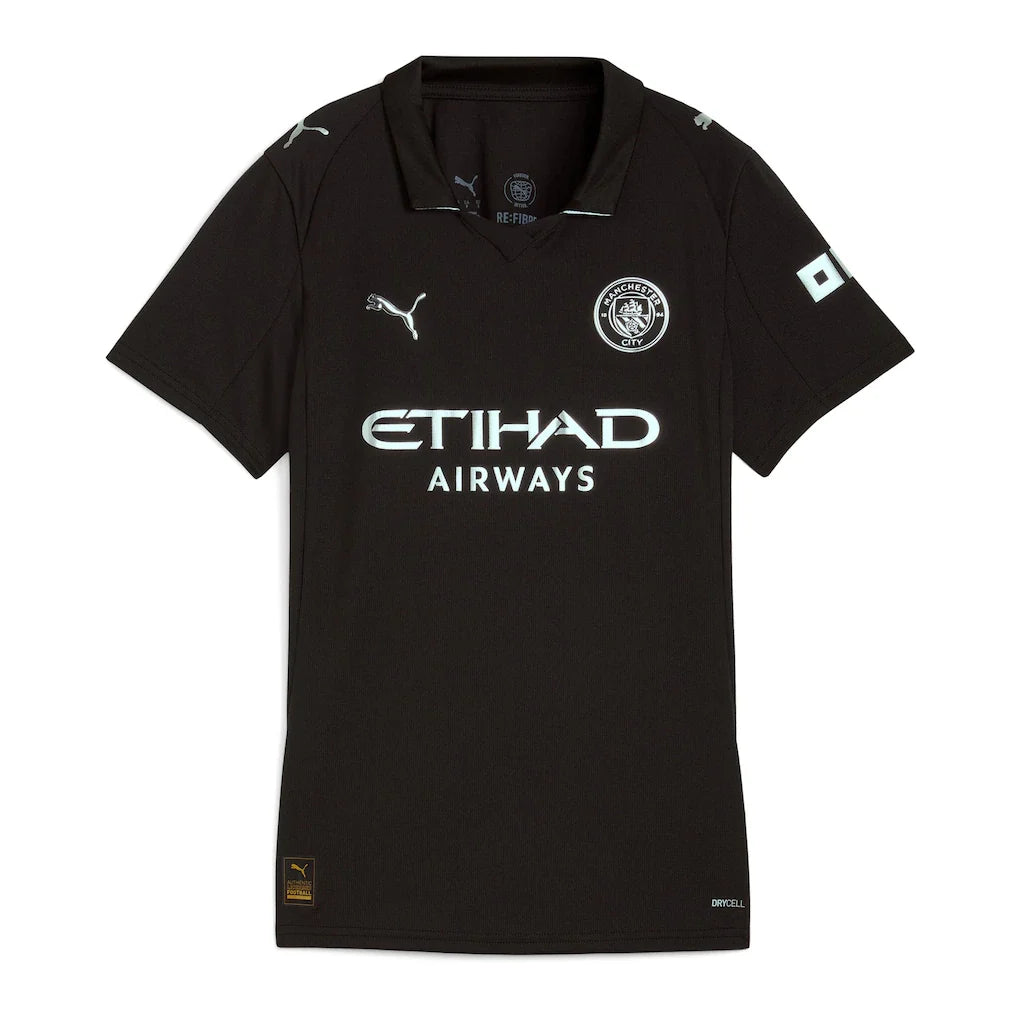 Manchester City Puma Women's 2025/26 Away Replica Custom Jersey - Black