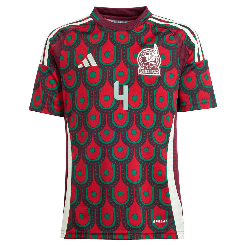 Edson Alvarez Mexico National Team adidas Youth 2024 Home Replica Player Jersey - Burgundy